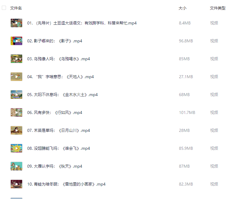 图片[4]-【同步教材】土豆逗大话语文1-6年级上册全集【6.4GB】- 动画视频教学+知识点精讲-玩嗨助吧网